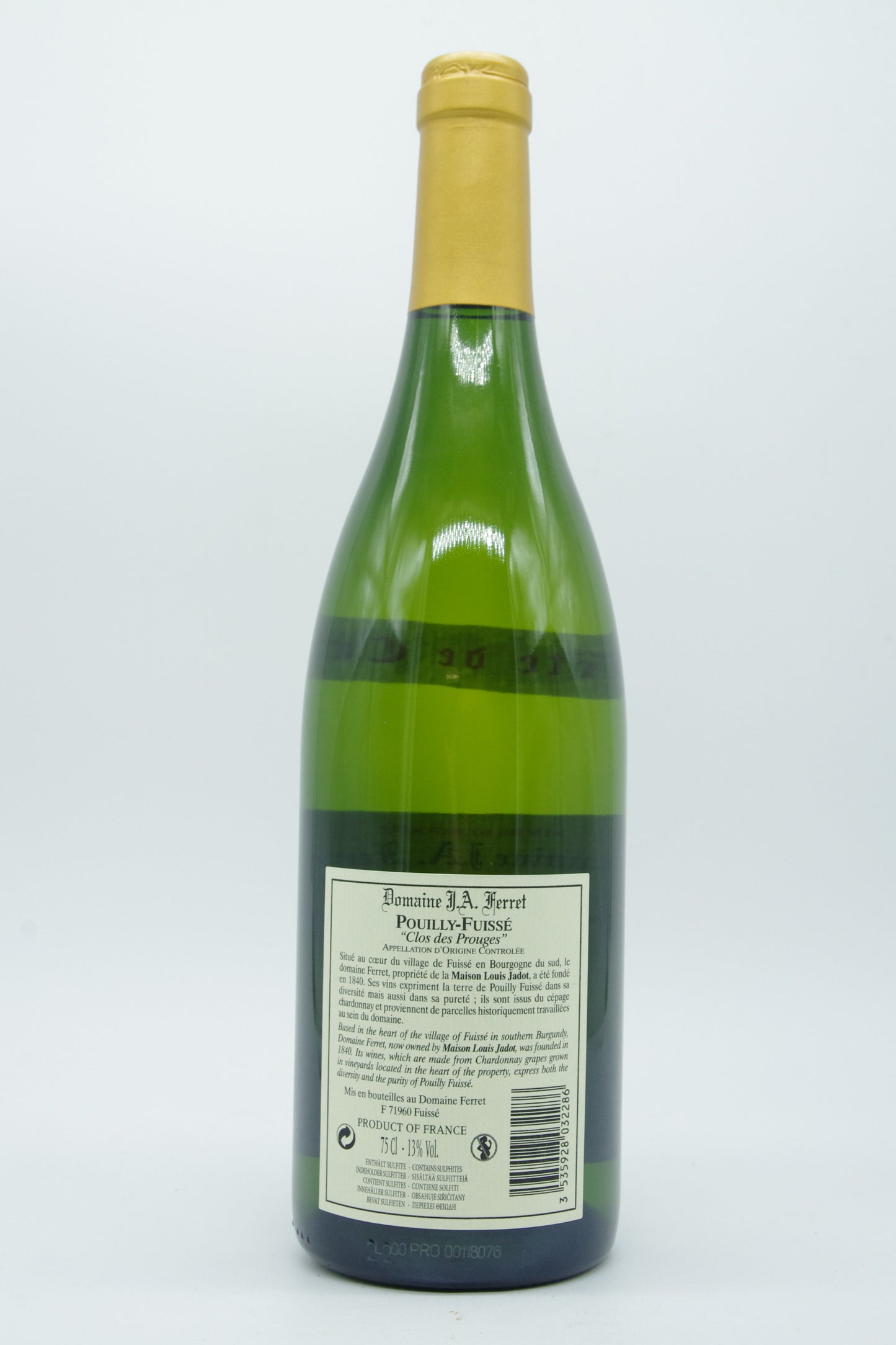 Domaine J.A. Ferret, Pouilly-Fuissé Tête de Cru "Clos des Prouges" - 2018 - 0,75L