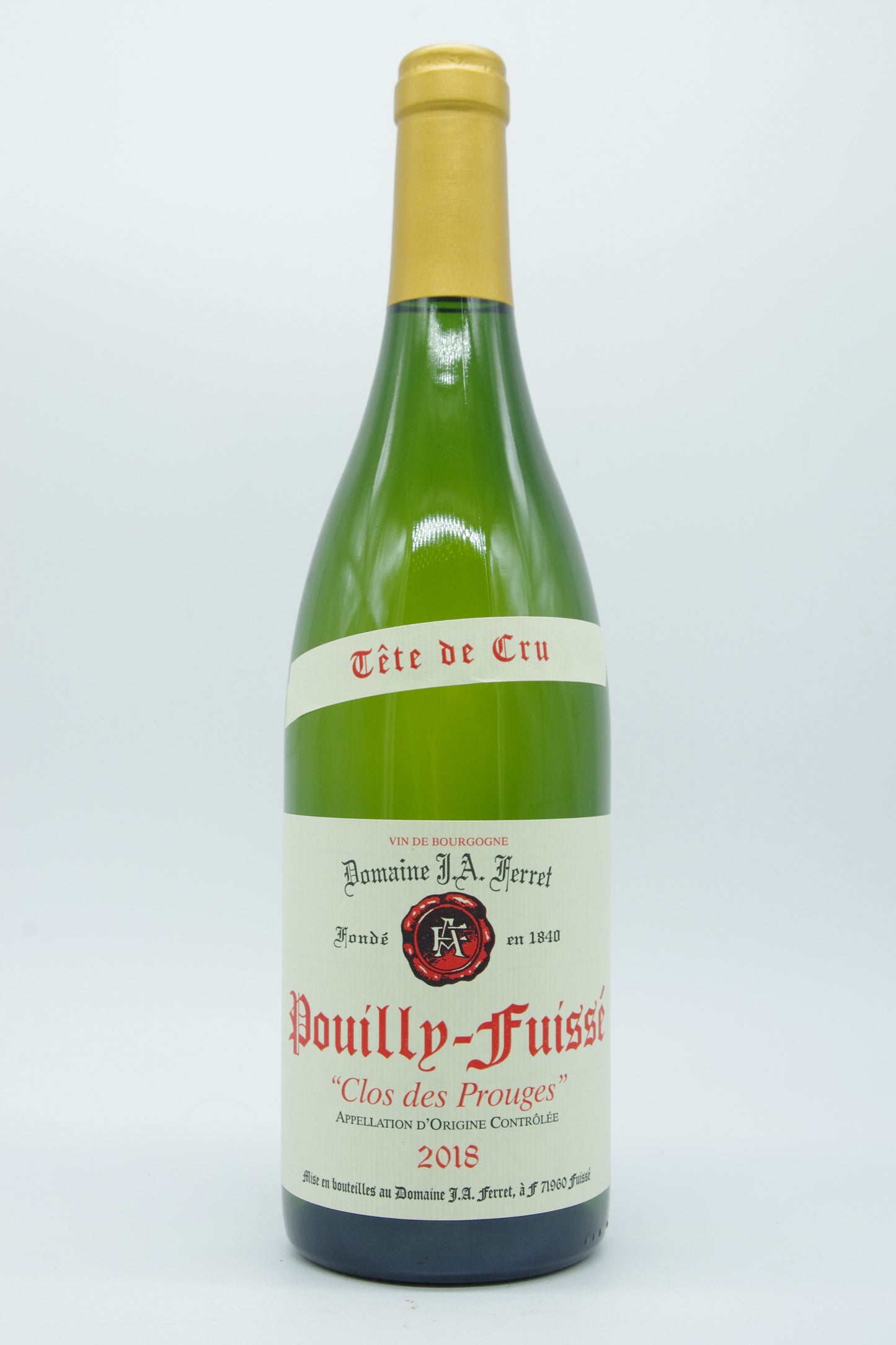 Domaine J.A. Ferret, Pouilly-Fuissé Tête de Cru "Clos des Prouges" - 2018 - 0,75L